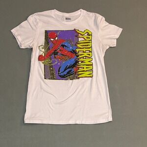 Marvel Spider-Man Graphic T-Shirt Mens Small White Comic Book Peter Parker Tee